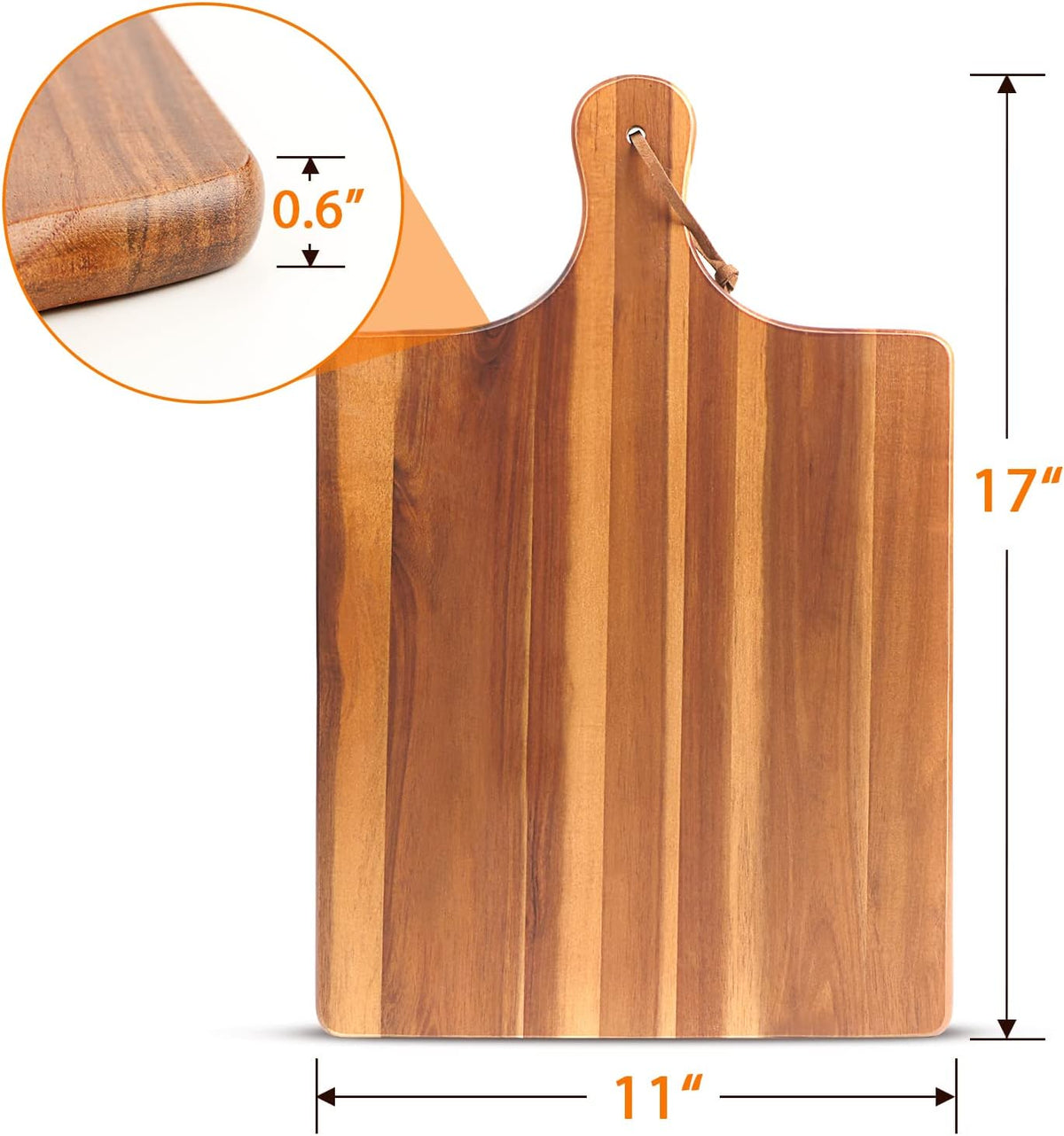 Acacia Wood Cutting Board with Handle 17"X11" A682