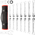 14-Piece Ratcheting Combination Wrench Set, SAE & Metric, Cr-V Steel with Storage Bag I215
