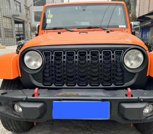 Front Grille Grid Grill Guard With Camera Hole for Jeep Wrangler JL Gladiator ABS Blackout E835452