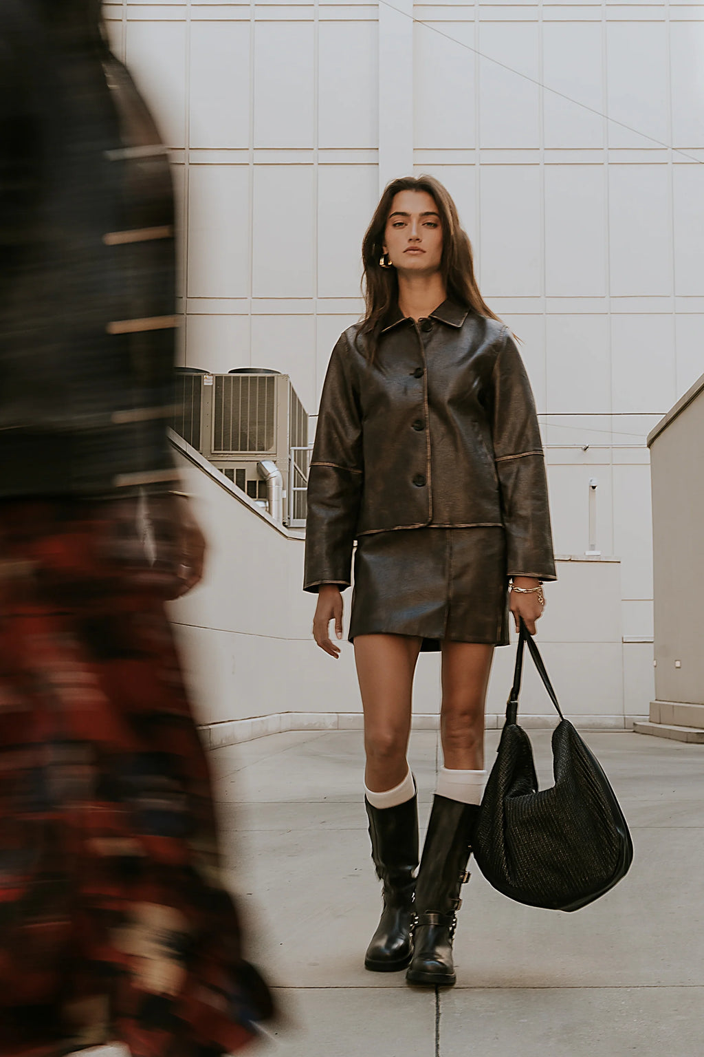 Vegan Leather Mini Skirt Q15397