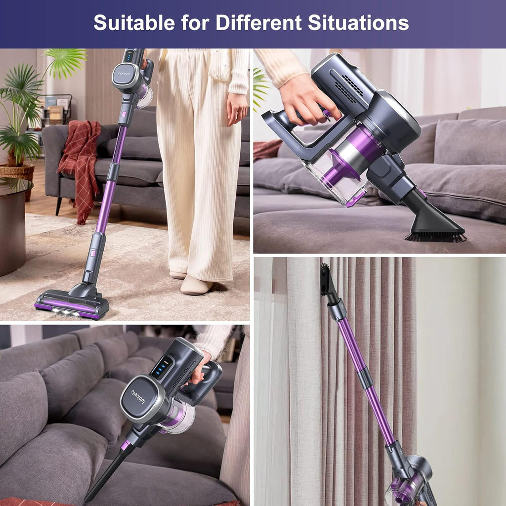 Cordless Stick Vacuum with 25Kpa Suction, 50min Runtime, Detachable Battery M453