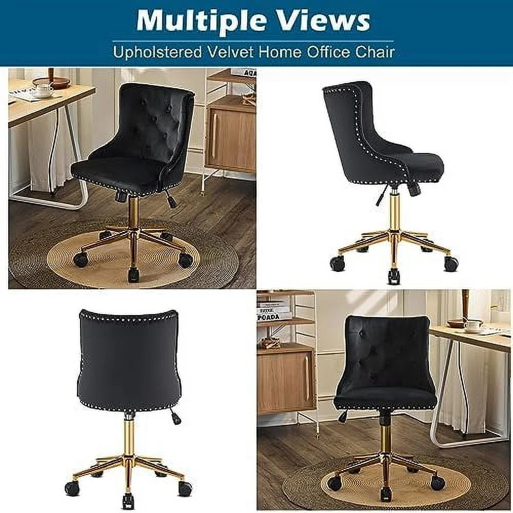 Olive Green Velvet Upholstered Armless Desk Chair Z370376