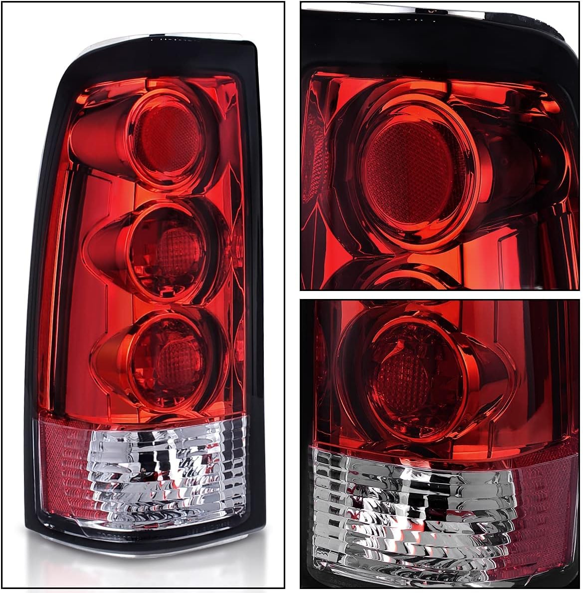 Black Housing Replacement Headlights + Red Lens Taillights Combo V591692
