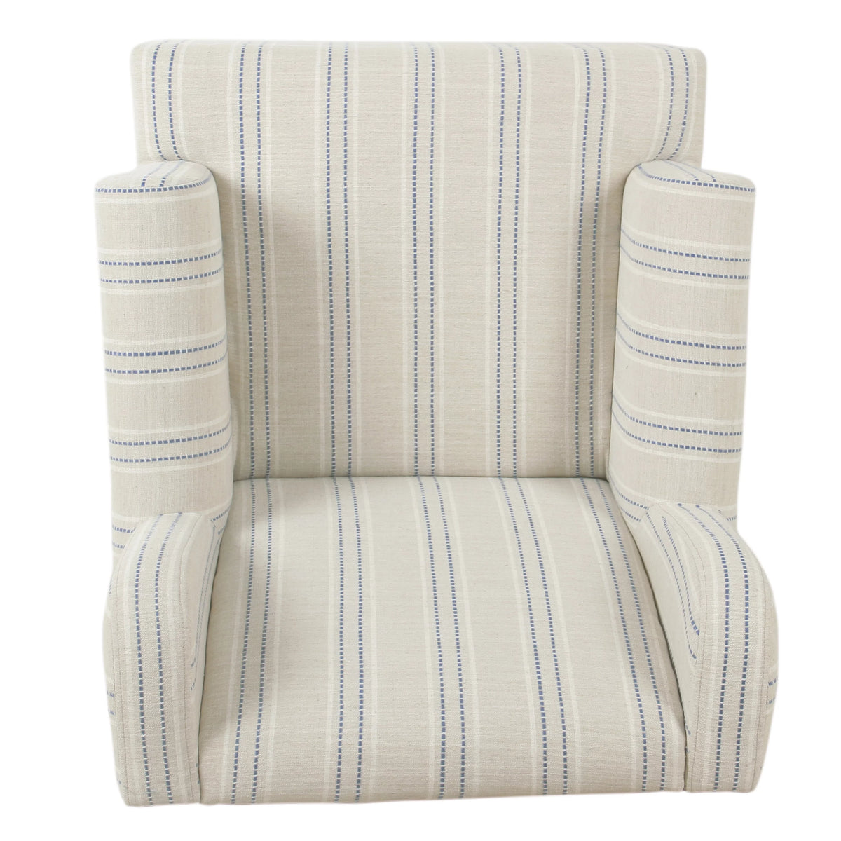 Blue and Off-White Striped Wingback Accent Chair N2541