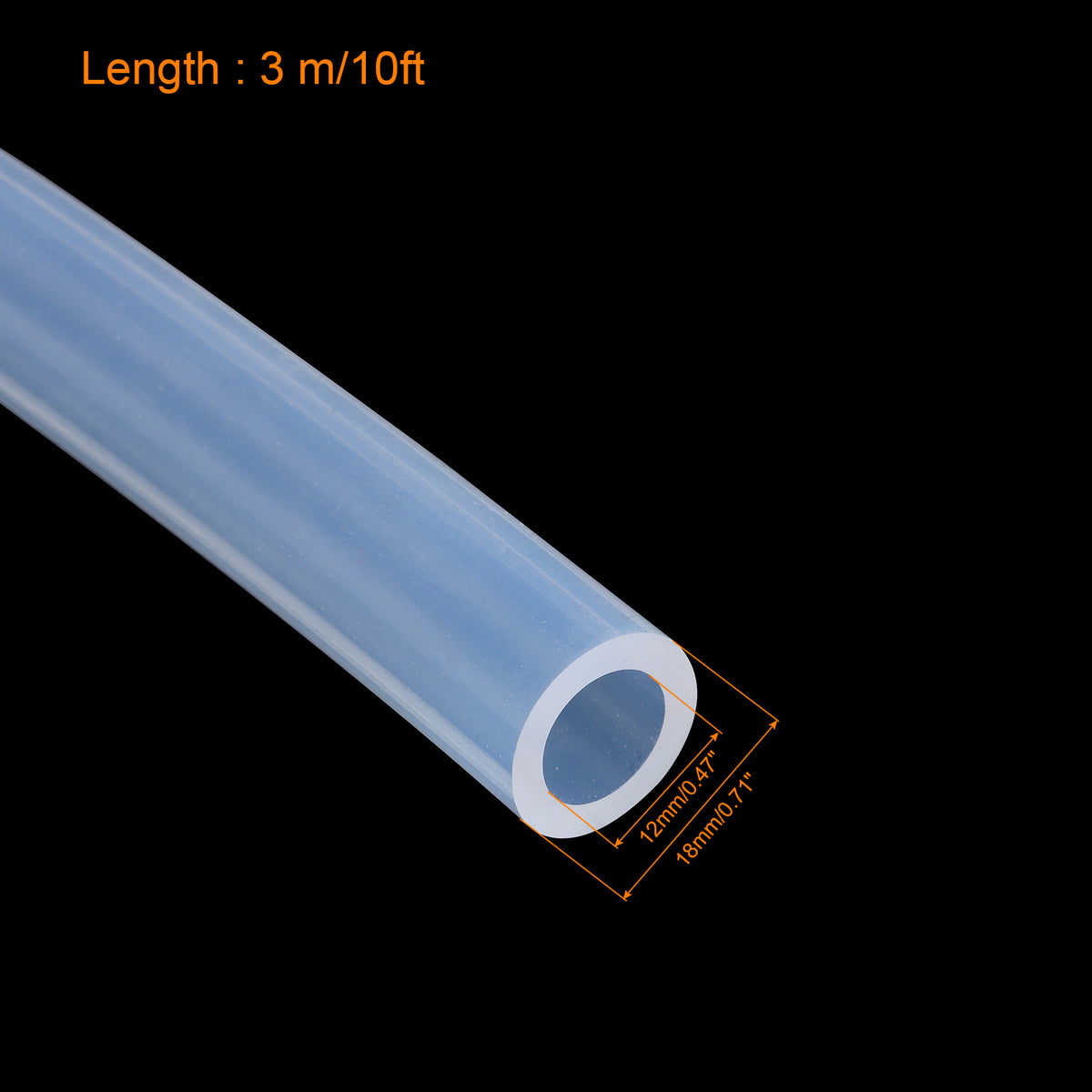Silicone Rubber Tubing 12mm ID 18mm OD 10ft Clear with Clamp Z332