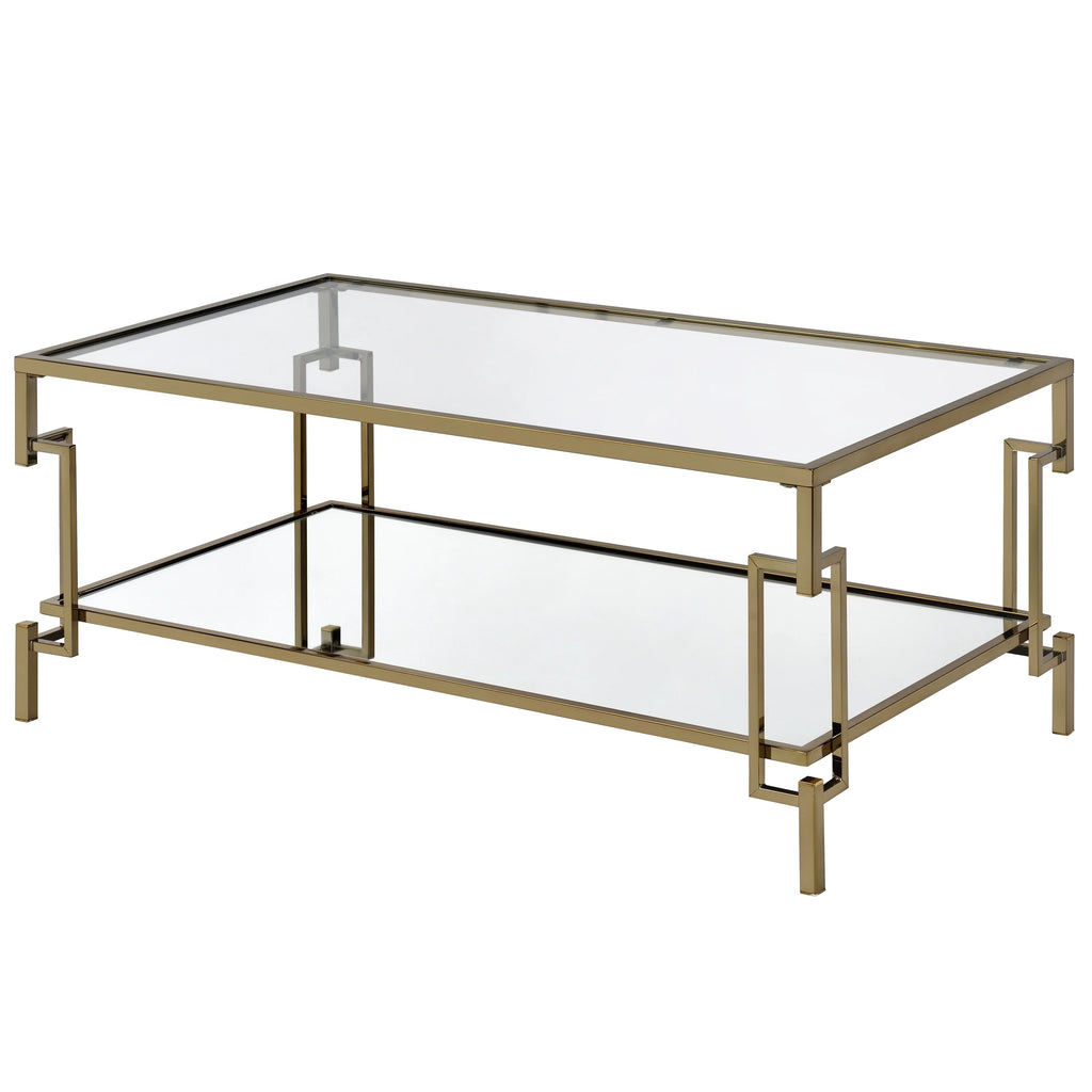 Glass Top 2-Piece Coffee Table Set with Shelf C731000