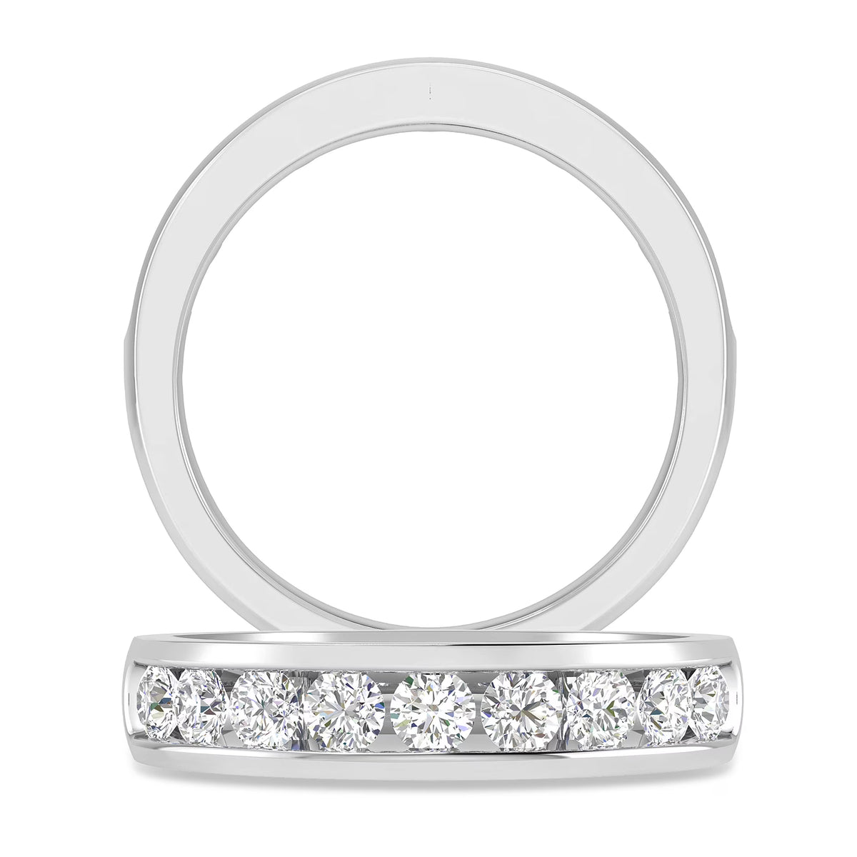 14K White Gold Round Diamond Bridal Wedding Band Ring H42800