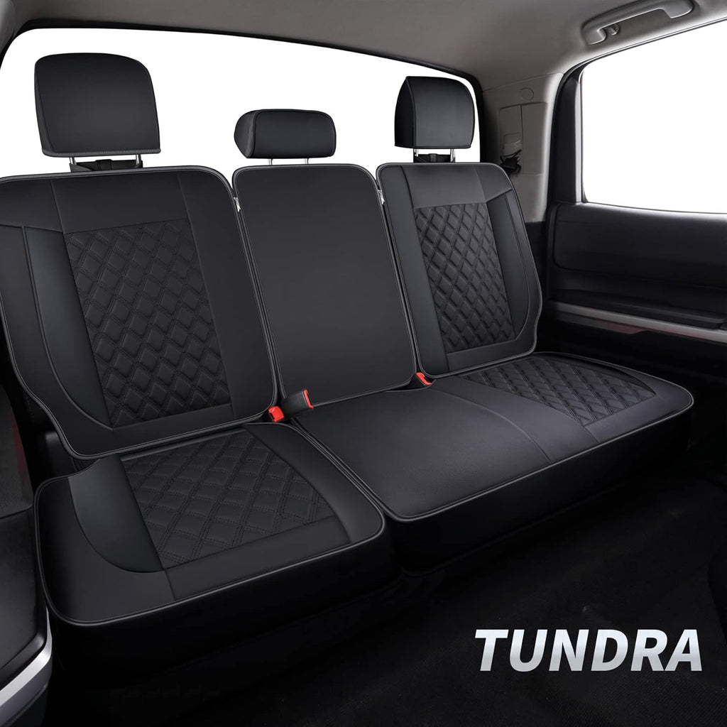 Black Faux Leather Waterproof Full Set Seat Covers with Center Console Cover A8975