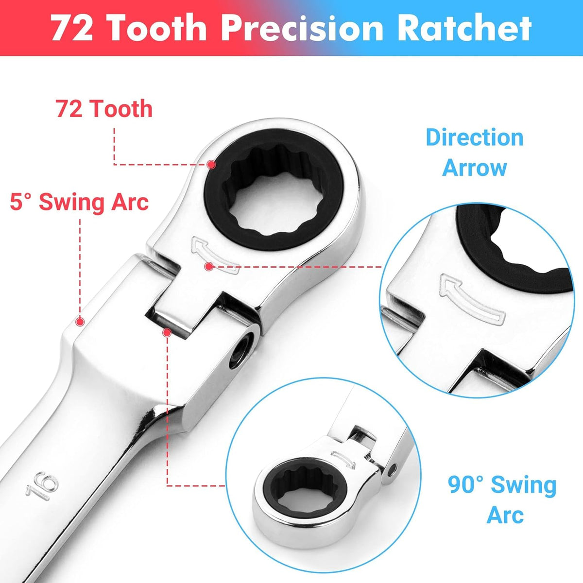 14-Piece Ratcheting Combination Wrench Set, SAE & Metric, Cr-V Steel with Storage Bag I215