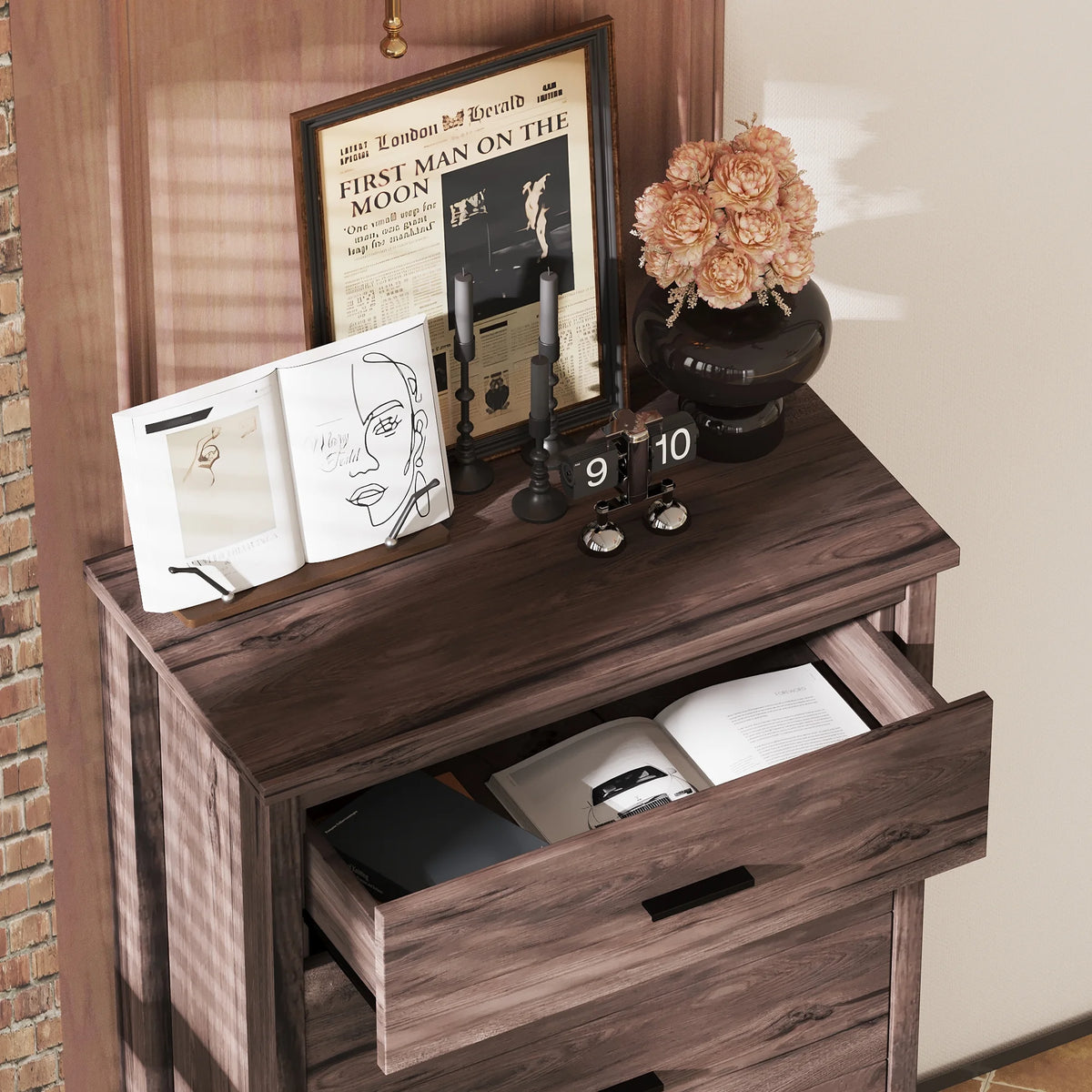 Light Gray 5 Drawer Wooden Dresser N7425