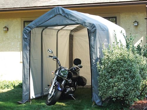 10' x 10' Steel Round Roof Outdoor Storage Shed with Waterproof Cover, grey N519