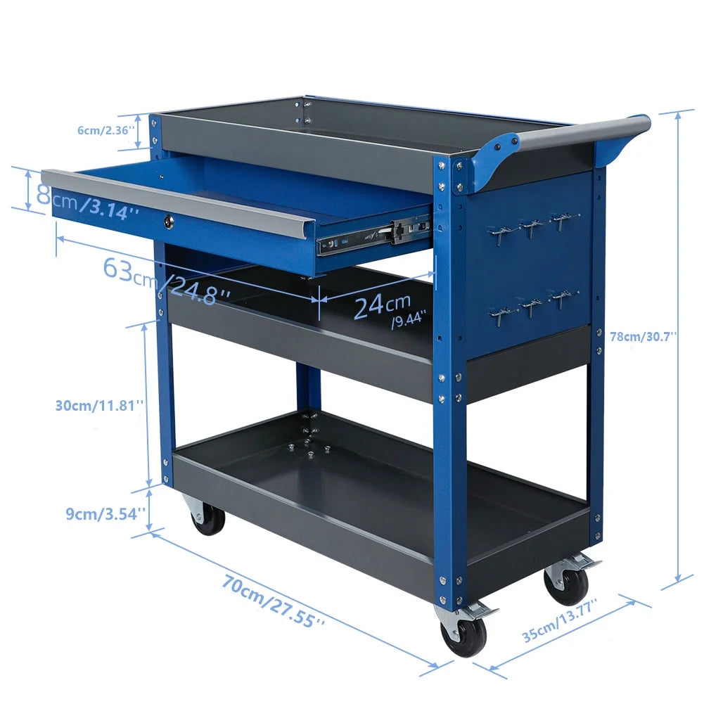 3 Tier Heavy Duty Trolley with Hooks D2359