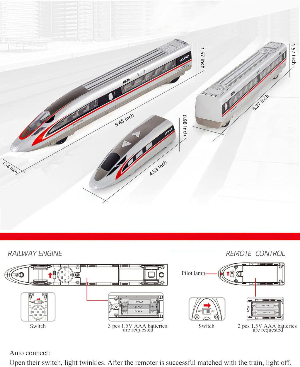 Electric Bullet Train Sets with Tracks Pack of 2 N44107
