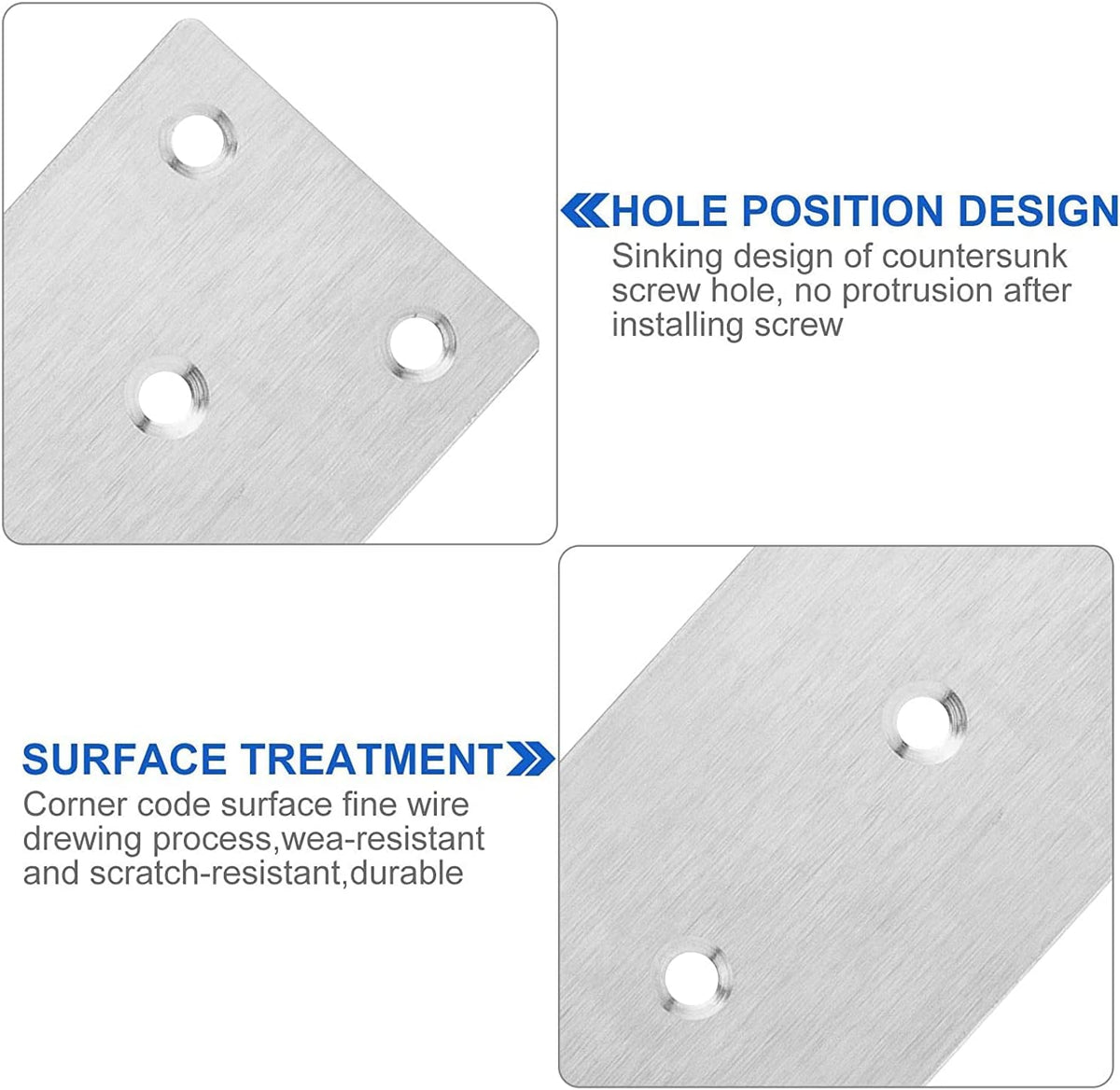 22 Pcs Stainless Steel Flat Mending Plate, 2x4 Inch Metal Brackets B37649