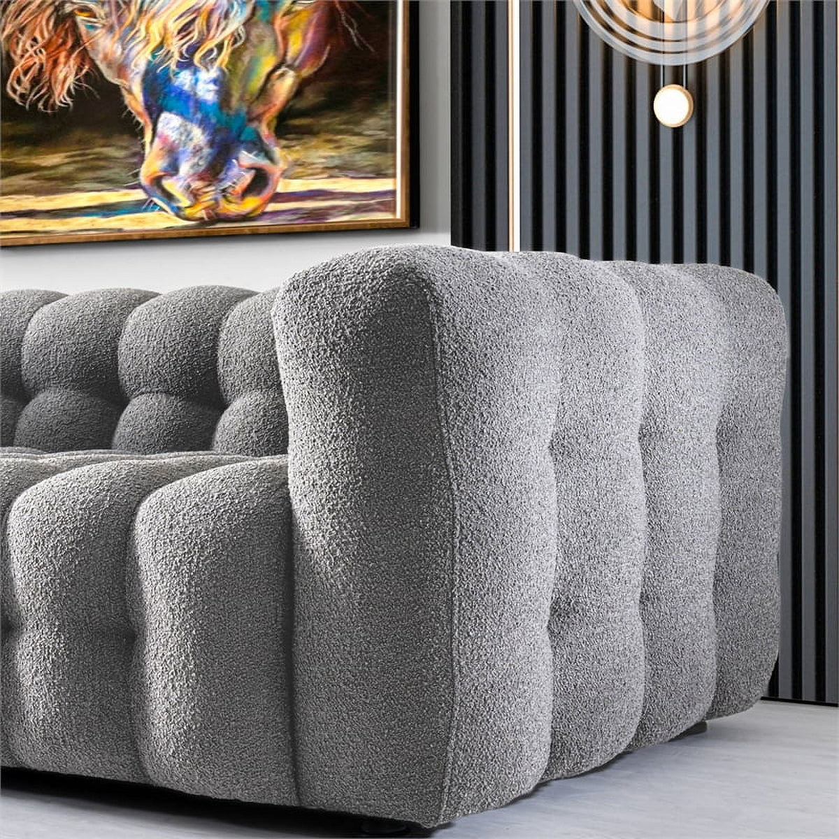 Gray Boucle Fabric Couch A155