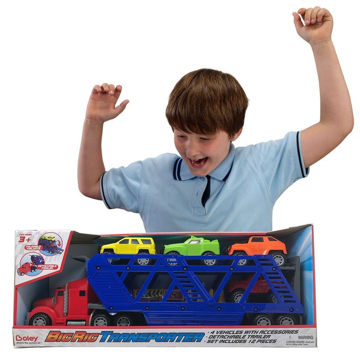 5-in-1 Truck Carrier Toy Trailer with Construction Signs U499