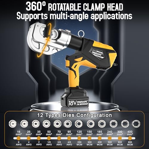 12Ton 6AWG-800MCM Rechargeable Hydraulic Crimping Tool V354754