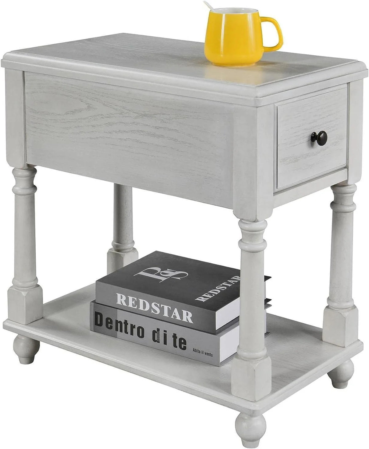 Narrow 2 Tier Solid Wood End Table with Drawer F470185