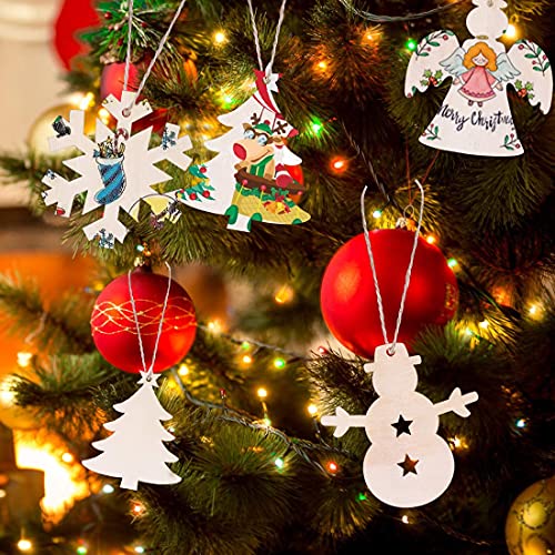 100PCS Unfinished Predrilled Wood Circles Christmas Ornaments D343847