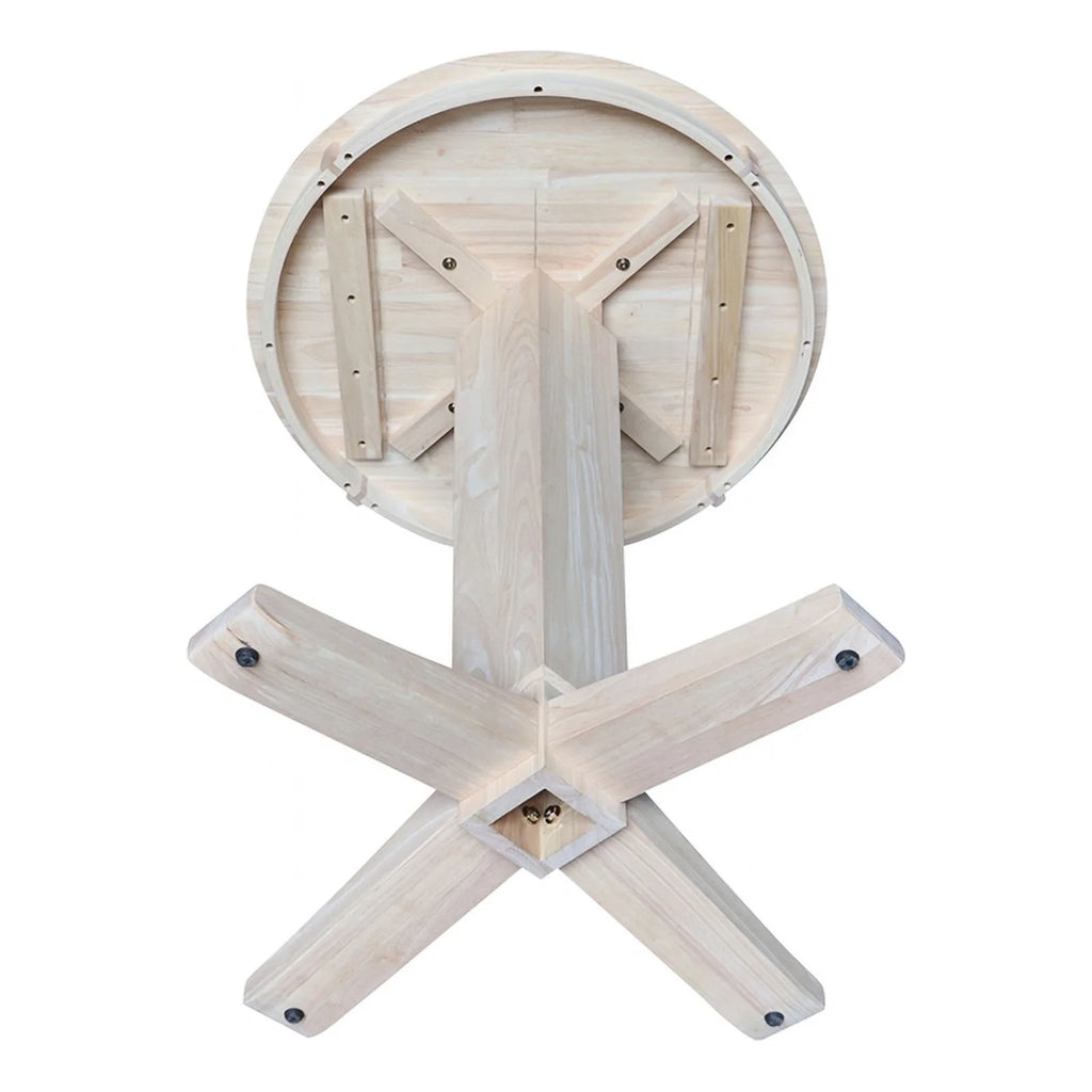 Unfinished Solid Wood Counter Height Dining Table with 2 Stools M84077