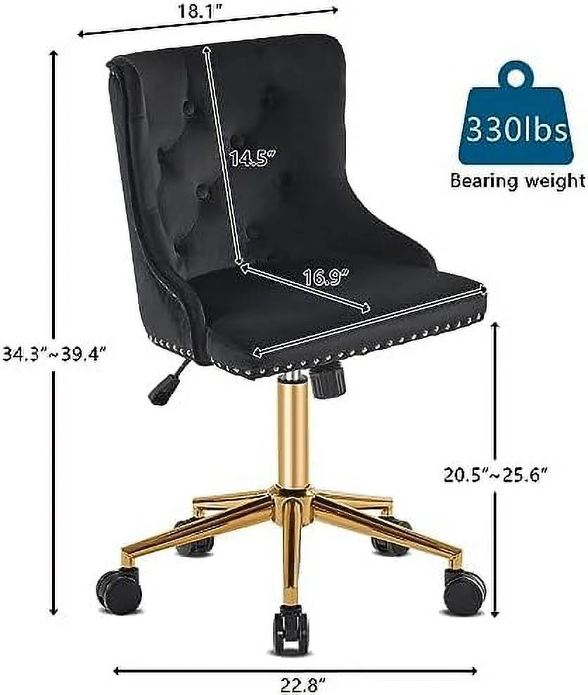 Olive Green Velvet Upholstered Armless Desk Chair Z370376