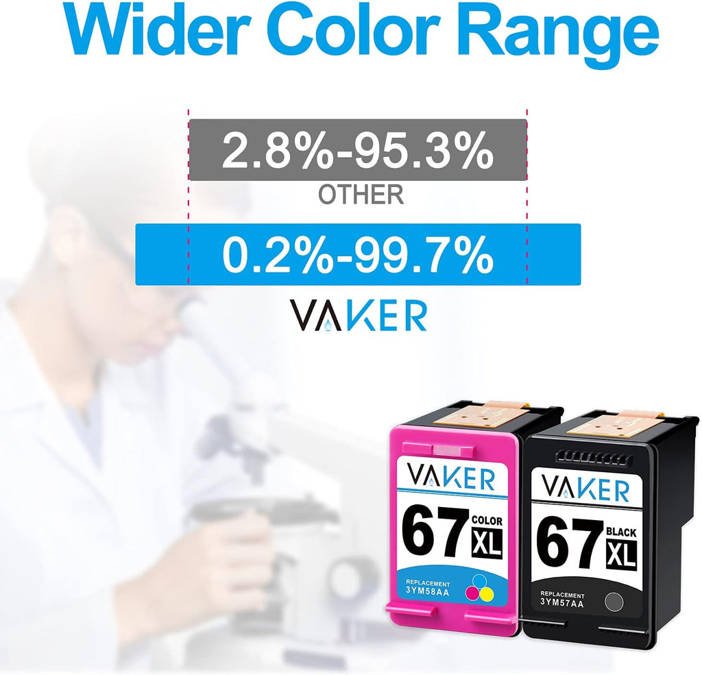 Remanufactured Ink Cartridge Replacement for HP 67 67XL Pack of 2 G805