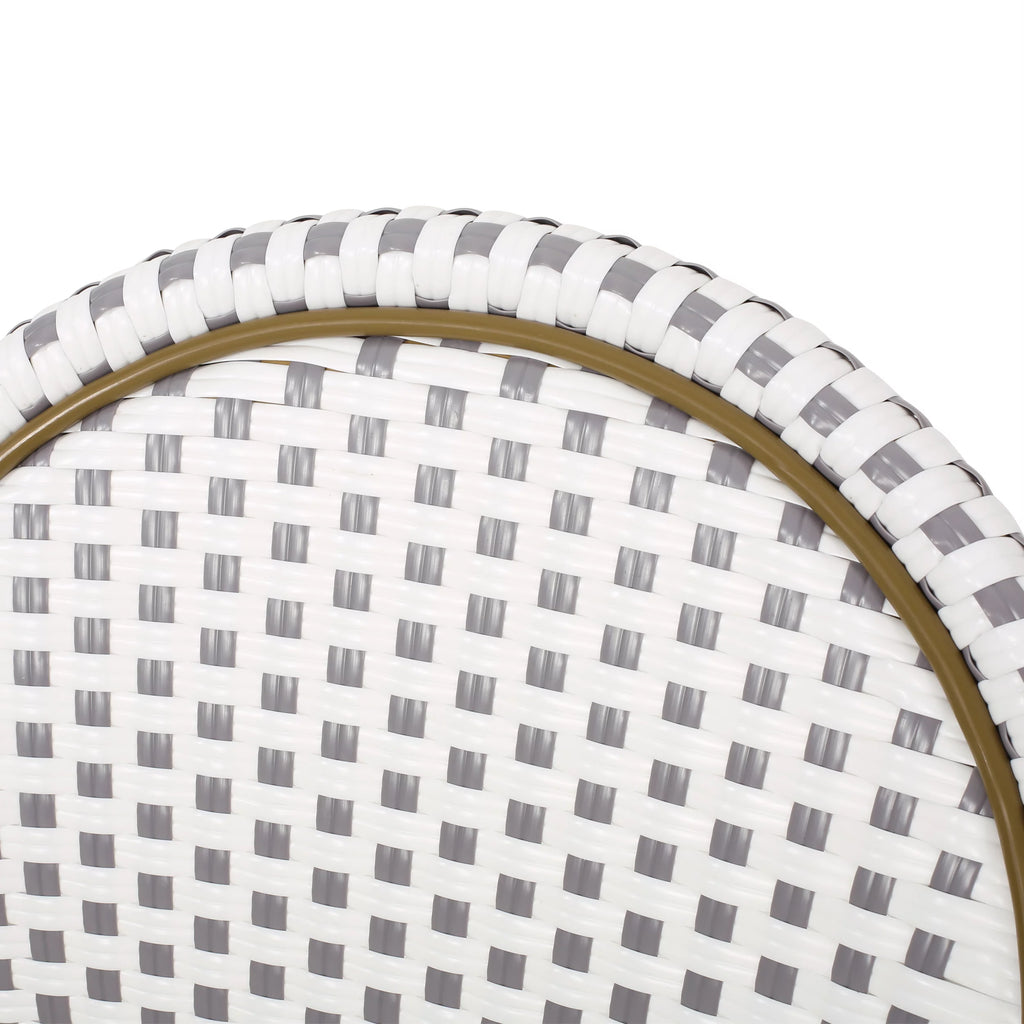 Outdoor Bistro Chair Set of 4 Gray White Bamboo Finish P502