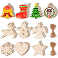 100PCS Unfinished Predrilled Wood Circles Christmas Ornaments D343847
