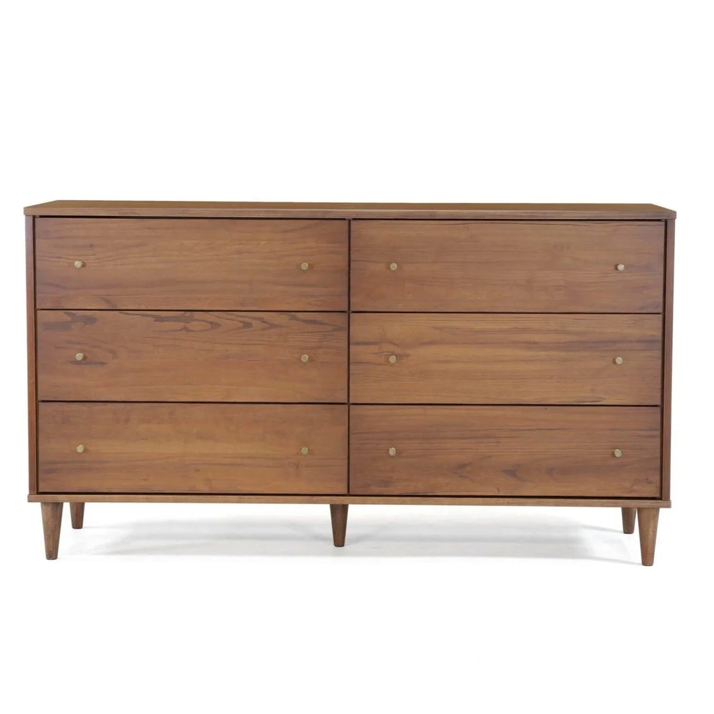 Walnut 6 Drawer Dresser W123450
