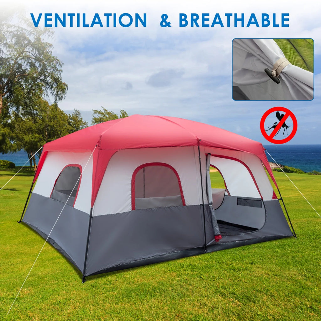 14 People Waterproof Windproof Camping Tent with 2 Doors D769649