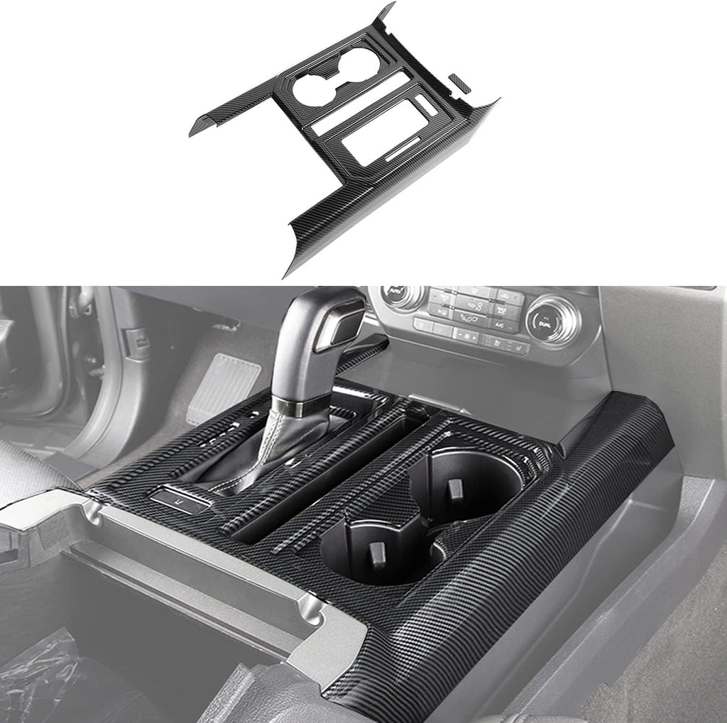 Carbon Fiber Center Console Gear Shift Cup Holder Trim 2pcs W22962