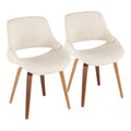 Walnut Cream Fabric Dining Accent Chair Set of 2 O90168