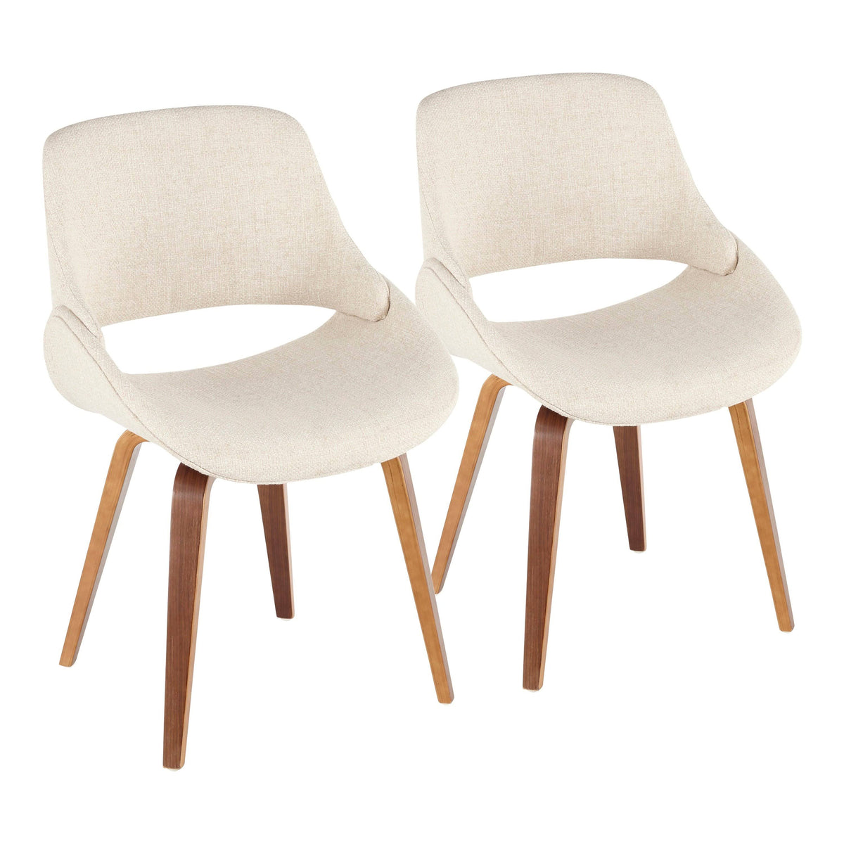 Walnut Cream Fabric Dining Accent Chair Set of 2 O90168