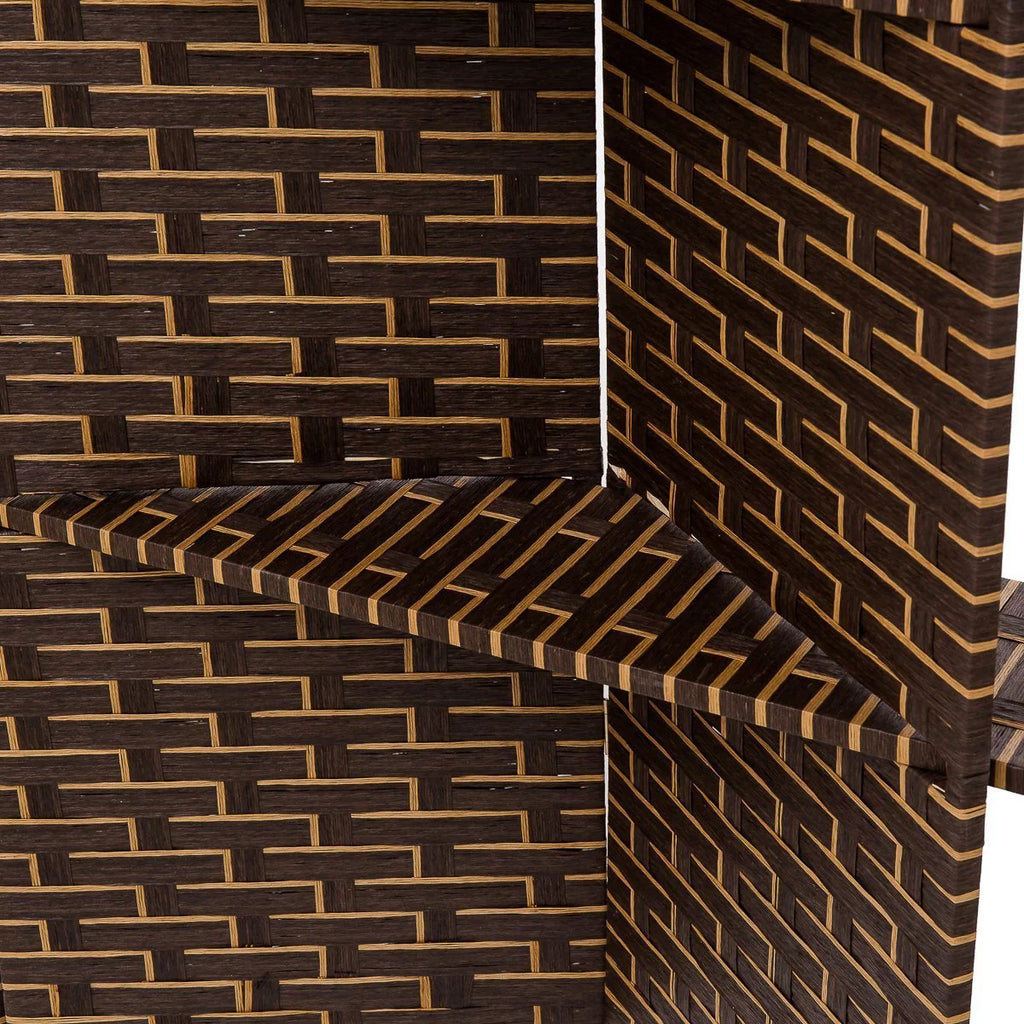 Freestanding Woven Bamboo 4 Panels Hinged Privacy Screen with Shelves U758