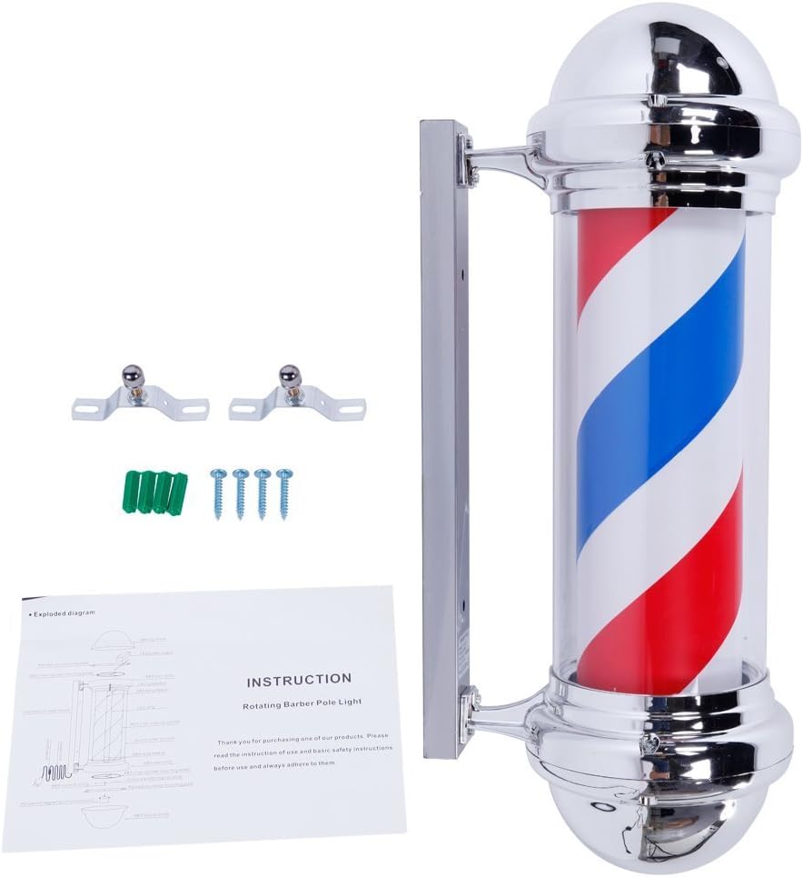 2 Packs 28'' LED Barber Pole Light, Red White Blue LED Strips V933