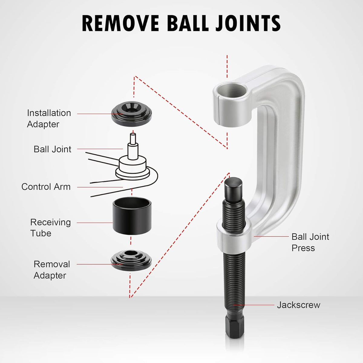 Ball Joint Press & U Joint Removal Tool Kit with 4wd Adapters K503