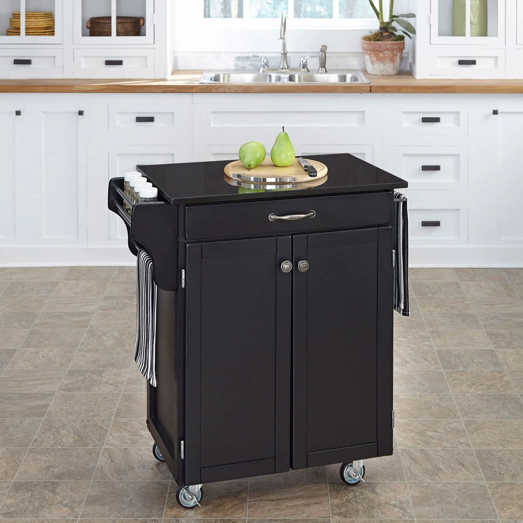 White Kitchen Cart with Oak Top H850165
