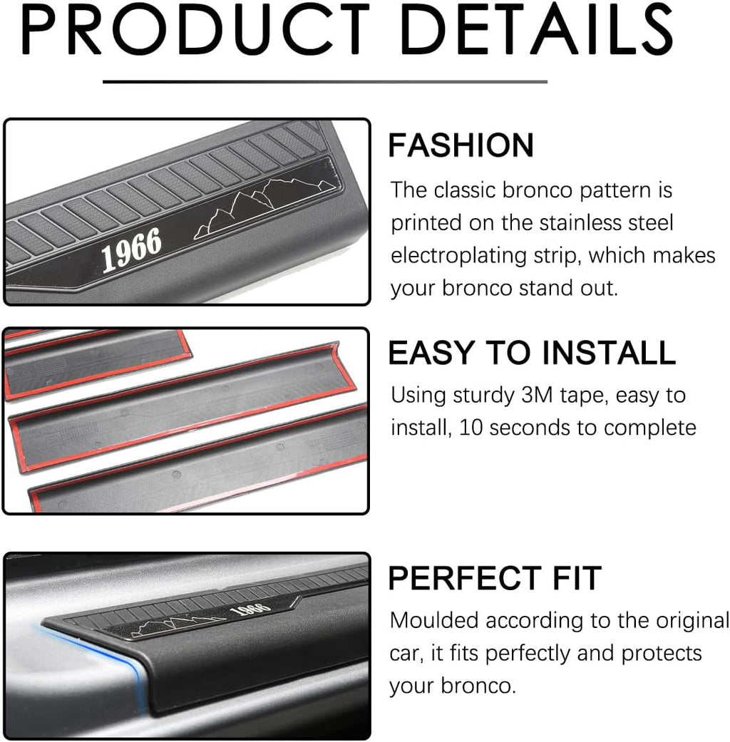Door Sill Guards Entry Sill Plate Protection 4Pcs/Set ABS Plastic Pack of 2 E86192