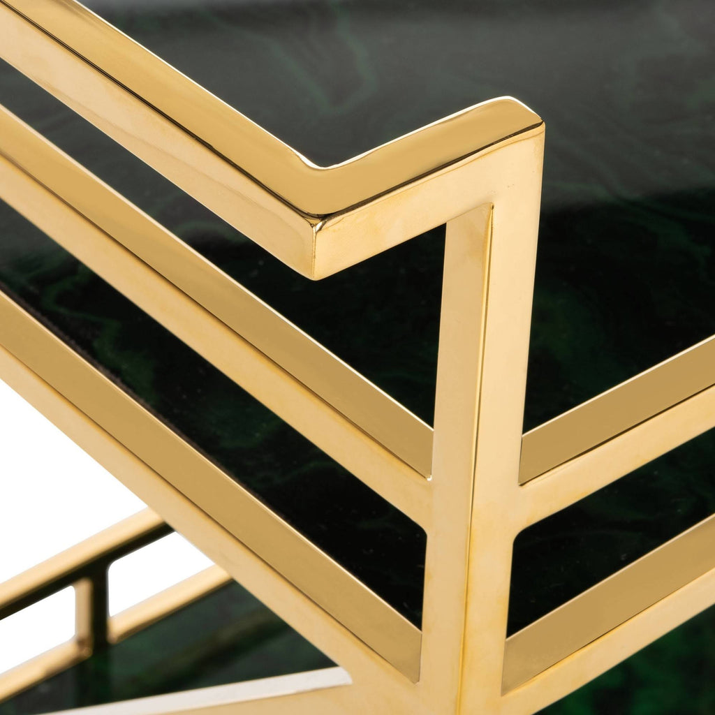 Jade / Gold 2 Shelf Bar Cart N29959
