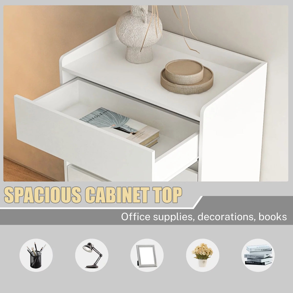 White 4 Drawer Wood Dresser O25881