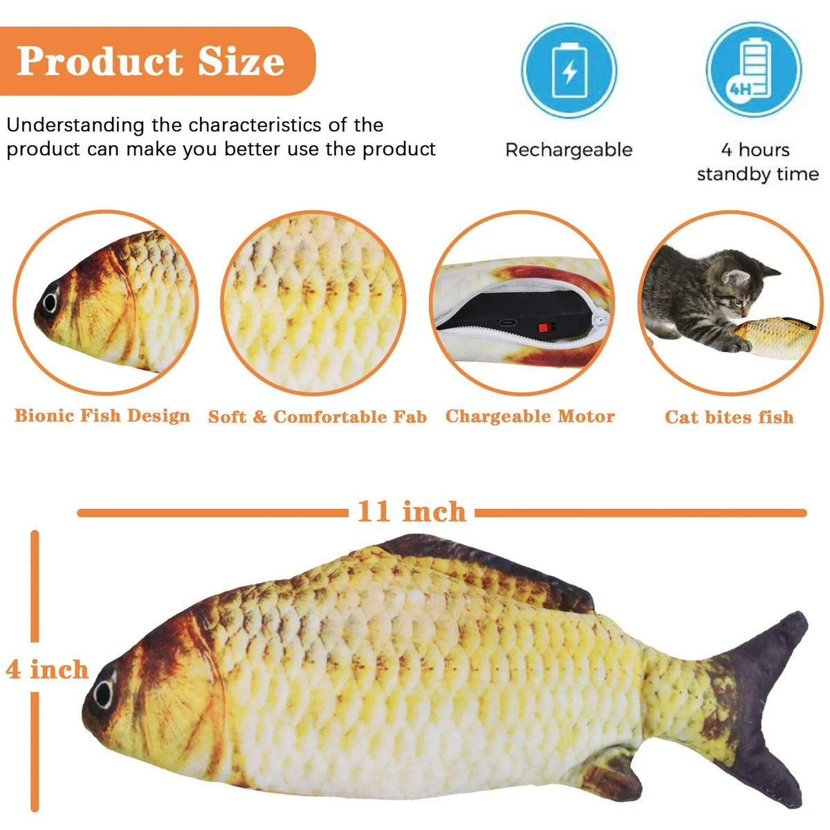 Electric Moving Wagging Fish Cats Toy P682454