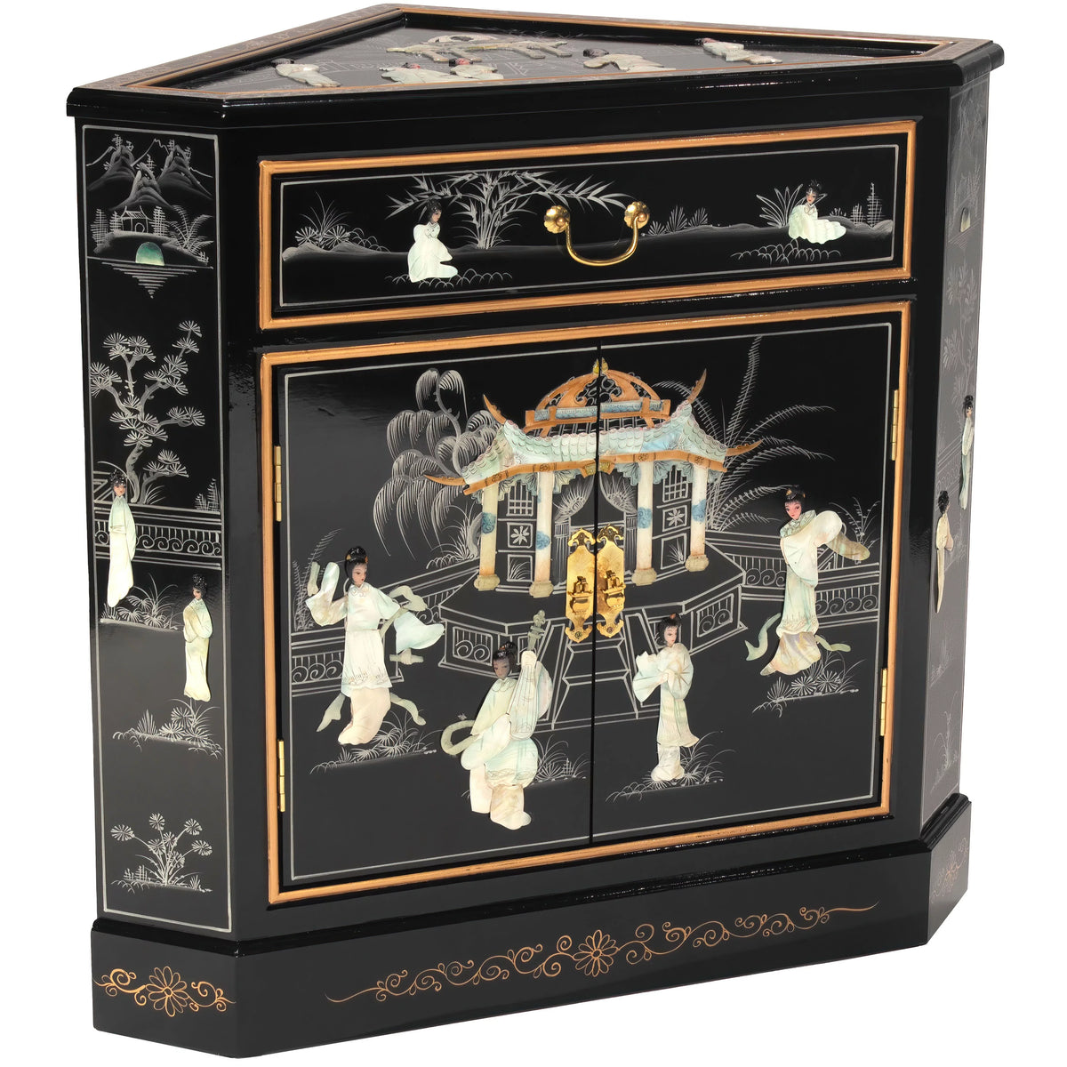 Black Lacquer Corner Cabinet U501