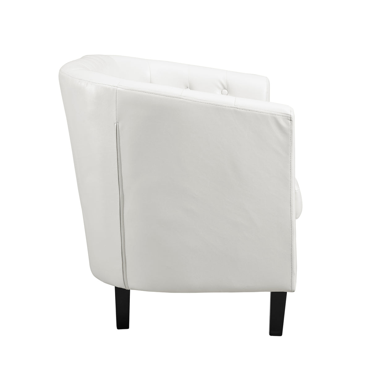 White Faux Leather Barrel Loveseat H84523