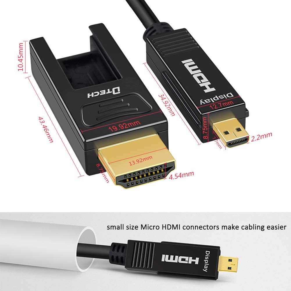 Fiber Optic HDMI Cable 150 Feet 4K 60Hz 18Gbps High Speed with Dual Micro HDMI and Standard HDMI Connector C52911
