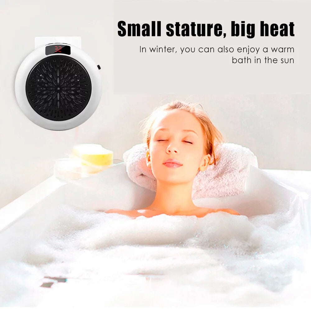 900W White Digital Thermostat Plug in Electric Heater Fan with Remote Timer O9061