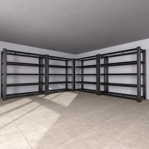 5-Tier Heavy Duty Metal Garage Shelving Unit with Wire Shelves, 3000 LBS Capacity, 76"H x 60"W x 24"D, Adjustable Boltless Steel Shelves C72947