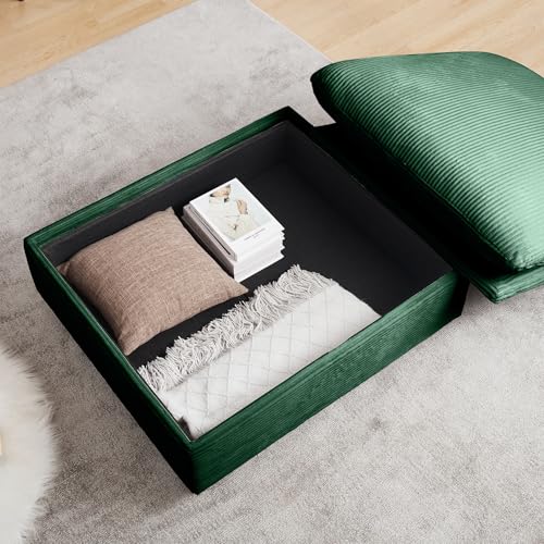 Corduroy L Shaped Modular Sofa with Storage Ottoman D1374