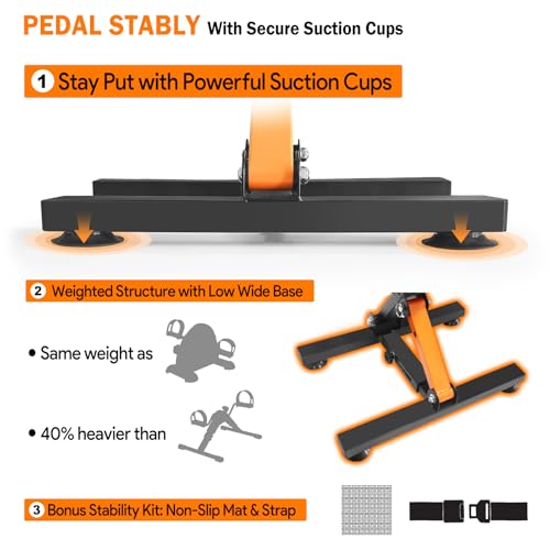 Adjustable Foldable Pedal Exerciser with Suction Cup Feet D395