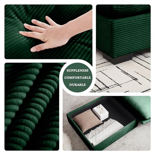 Corduroy L Shaped Modular Sofa with Storage Ottoman D1374