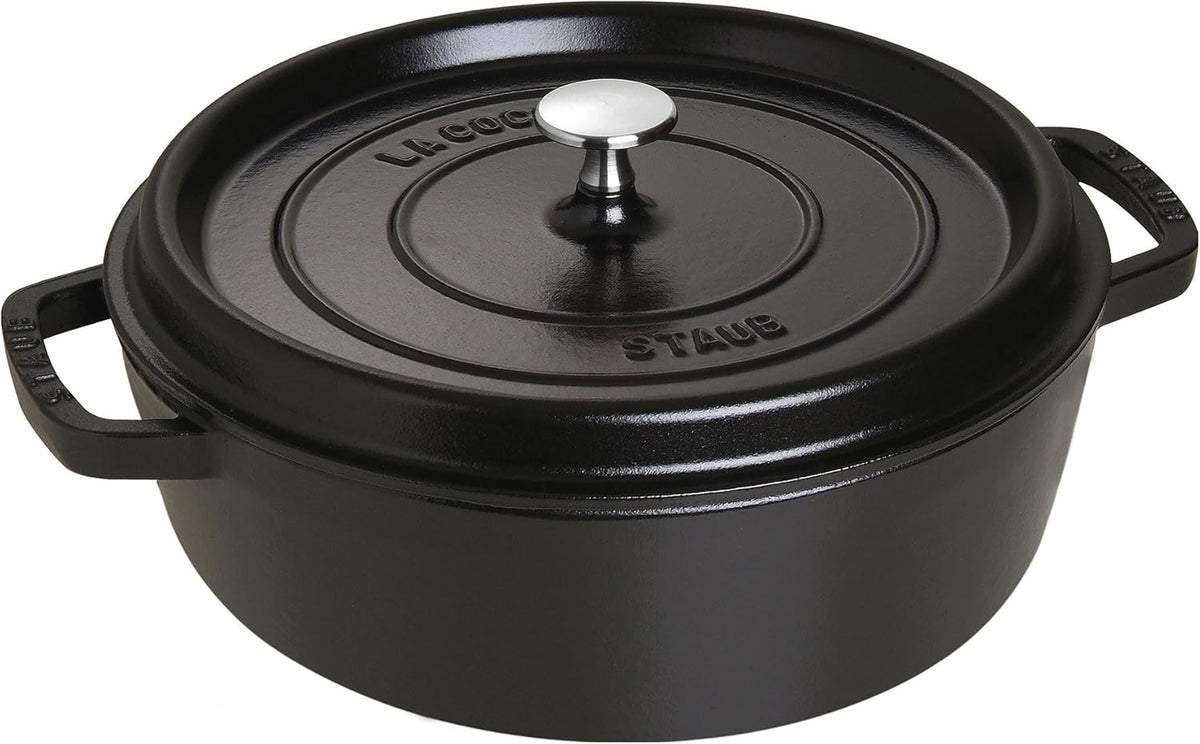 Black Matte Shallow Wide Round Cocotte K80083